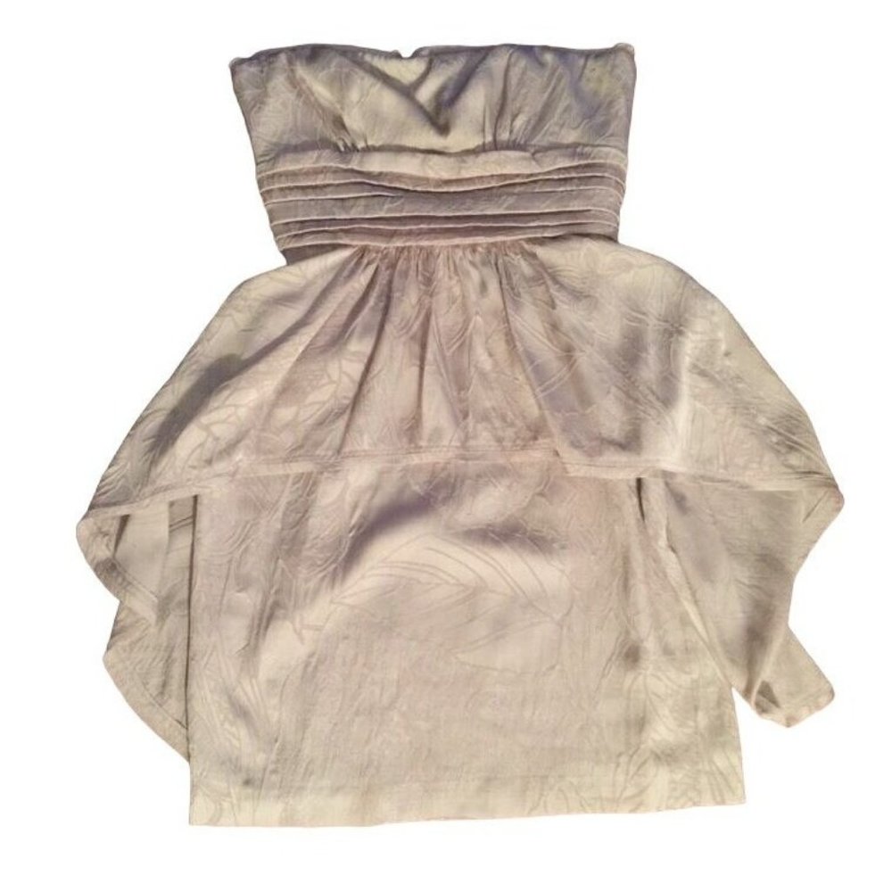 0 BCBG‎ Max Azria Tan Strapless Dress Textured Lined Gorgeous